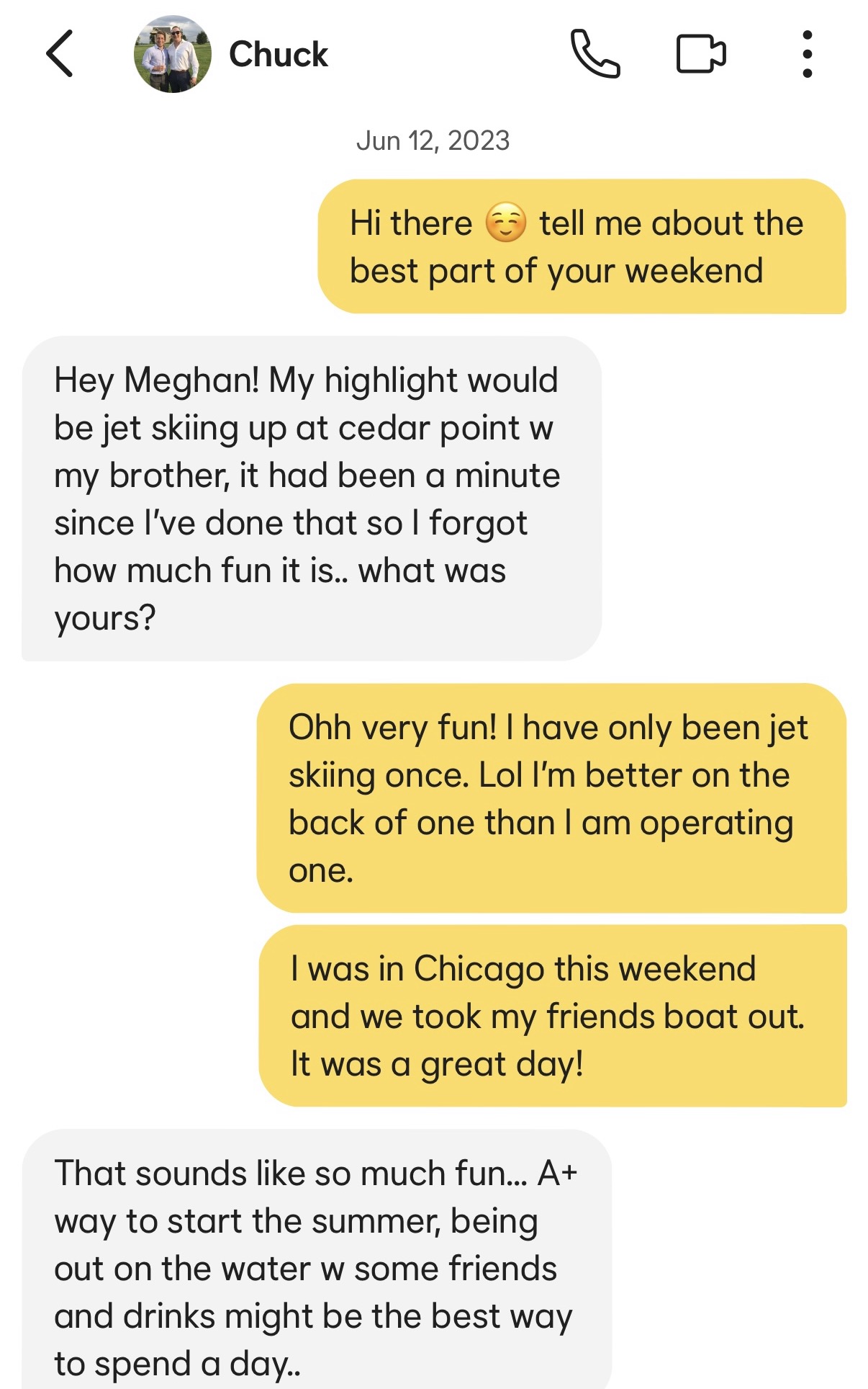 Bumble Dating App | A screenshot of our first messages 💛